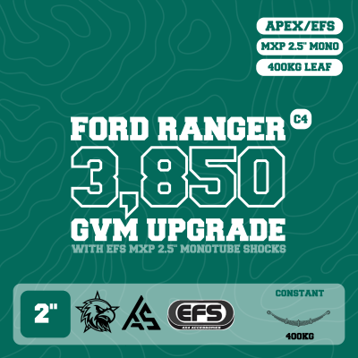 Ford Ranger — 3,850kg GVM Upgrade, 4 Cylinder, 2" Lift, EFS MXP 2.5" Monotube Shocks, UCA, Constant 400kg Leaf — Outback Kitters package graphic
