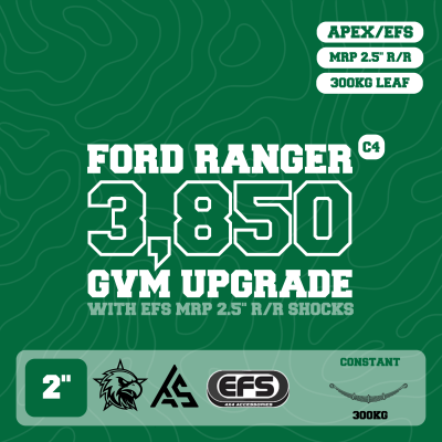 Ford Ranger — 3,850kg GVM Upgrade, 4 Cylinder, 2" Lift, EFS MRP 2.5" Shocks, UCA, Constant 300kg Leaf — Outback Kitters package graphic