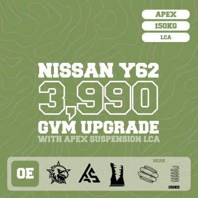 Nissan Patrol Y62 — 3,990kg GVM Upgrade, OE Height, LCA, Rear 150kg Coil — Outback Kitters package graphic