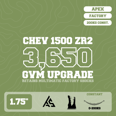 Chevrolet Silverado 1500 ZR2 — 3,650kg GVM Upgrade, 1.75" Lift, Apex UCA, Constant 0-200kg Leaf, Retains Multimatics — Outback Kitters package graphic