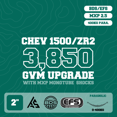 Chevrolet Silverado 1500 — 3,850kg GVM Upgrade, 2" Lift, EFS MXP 2.5" Monotube Shocks, UCA, Parabolic 0-400kg Leaf — Outback Kitters package graphic
