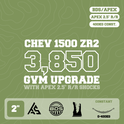 Chevrolet Silverado 1500 — 3,850kg GVM Upgrade, 2" Lift, APEX 2.5" Shocks, Constant 400kg Leaf — Outback Kitters package graphic
