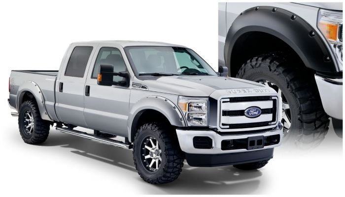 Pocket Style Smooth Fender Flares, Black, Front & Rear