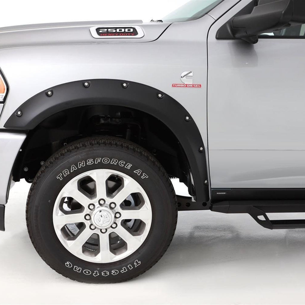 2" Smooth Pocket/Rivet Style Fender Flares, Black, Front & Rear