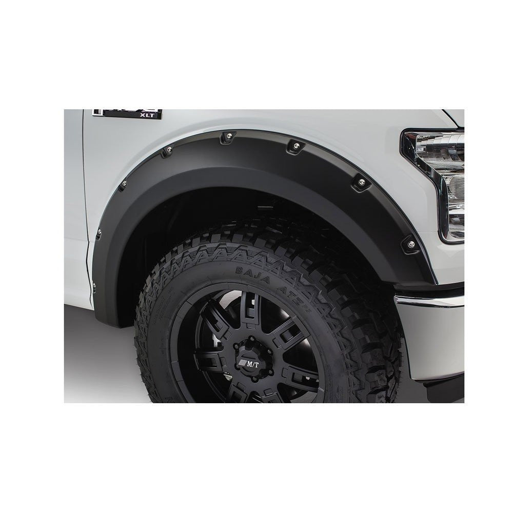 Pocket Style Smooth Fender Flares, Black, Front & Rear