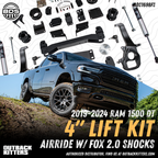 BDS Suspension 4" Lift Kit for 2019-2024 Ram 1500 DT Air Ride Suspension