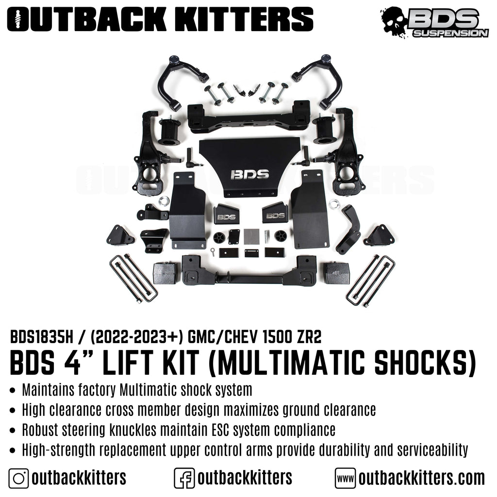 BDS Suspension 4" Lift Kit - Chevy Silverado 1500 ZR2 (22-23) - Outback Kitters