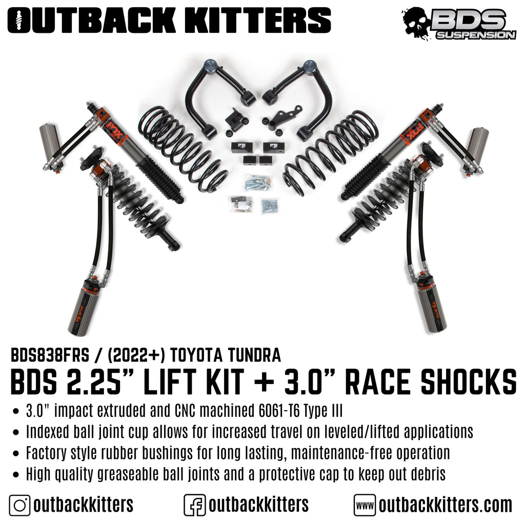 BDS Suspension 2022+ Toyota Tundra 2.25" Lift Kit with 3.0" Factory Race Shocks - Outback Kitters
