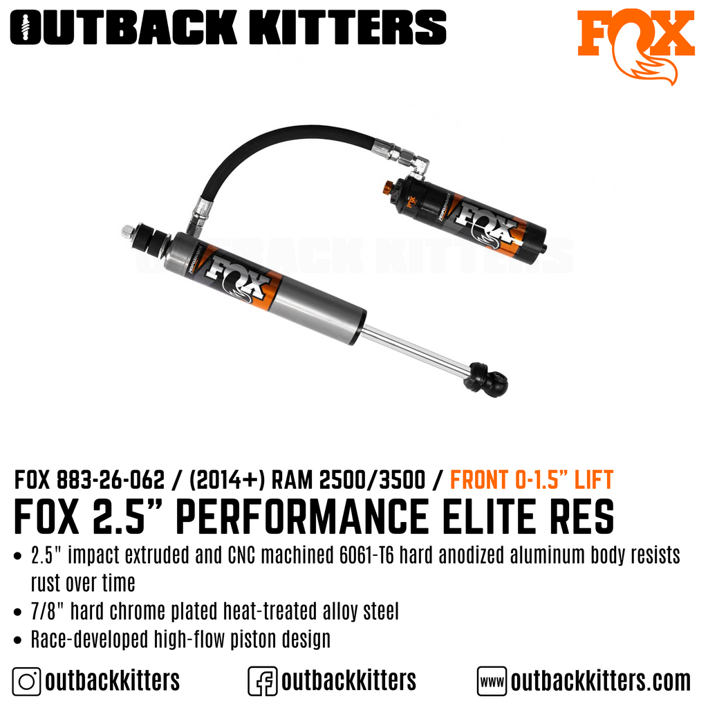 Fox Performance Elite 2.5 Series Remote Res Shocks for 2014+ Ram 2500 - Outback Kitters