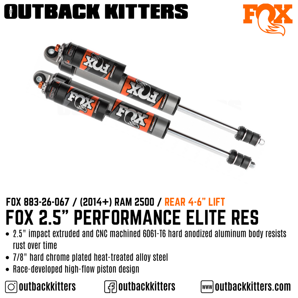 Fox Performance Elite 2.5 Series Remote Res Shocks for 2014+ Ram 2500 - Outback Kitters