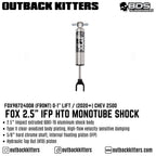Fox 2.5" IFP HTO Monotube Front Shock to suit 0-1" Lift for Chev 2500 - Outback Kitters