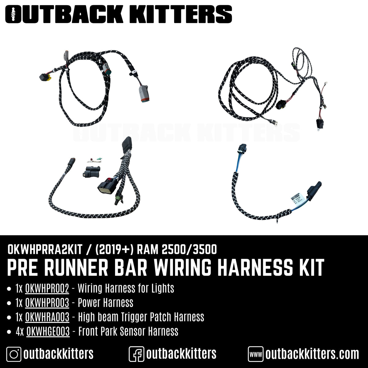 Pre Runner Bar Wiring Harness Kit for 2019+ RAM 2500/3500 - Outback Kitters
