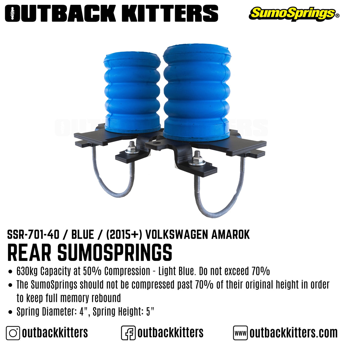 Rear SumoSprings to suit 2015+ Volkswagen Amarok - Outback Kitters