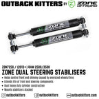 OK by Zone Offroad Dual Steering Stabiliser Kit for 2013+ Ram 2500/3500 - Outback Kitters