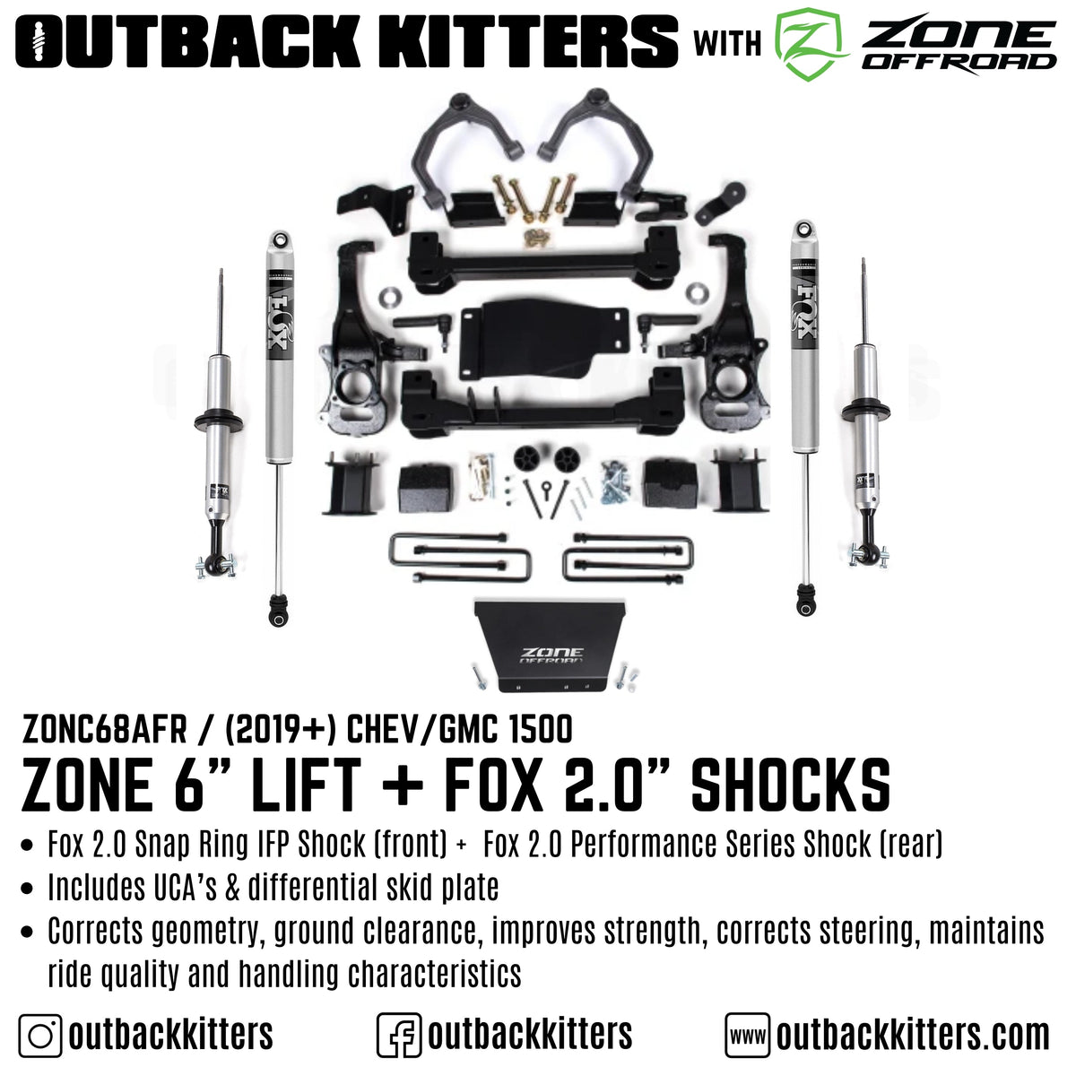 OK with Zone Offroad  6” Lift Kit for 2019+ Chev/GMC 1500 - Outback Kitters
