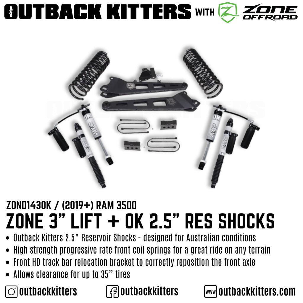 OK with Zone Offroad 3" Lift Kit for 2019+ Ram 3500 - Outback Kitters