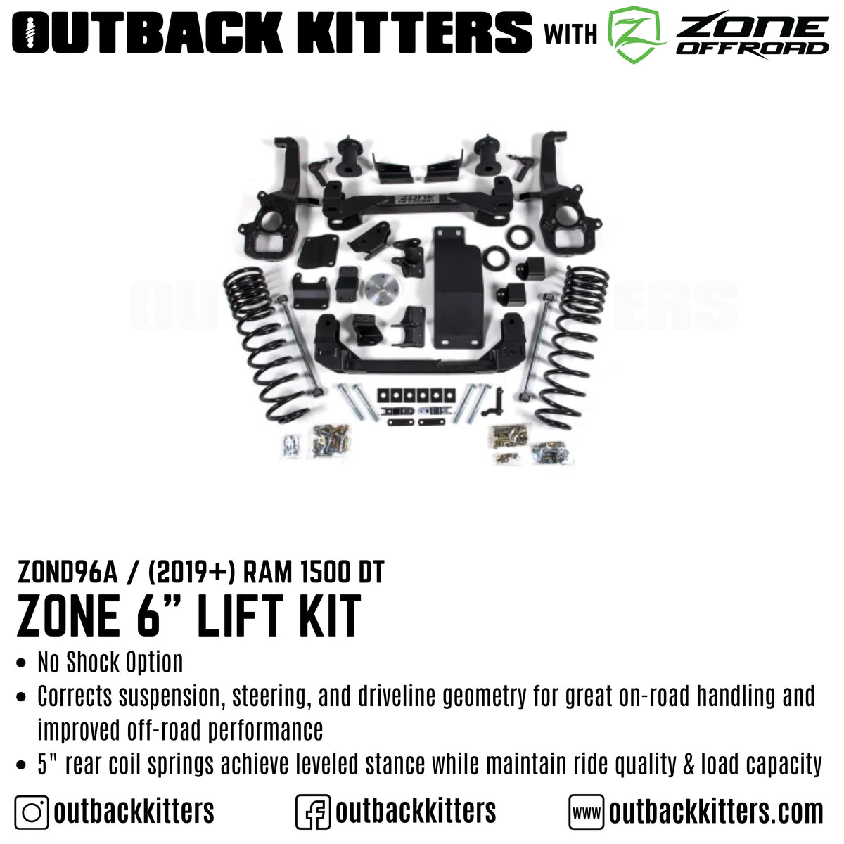 OK with Zone Offroad 6" Lift Kit for 2019+ Ram 1500 DT - Outback Kitters