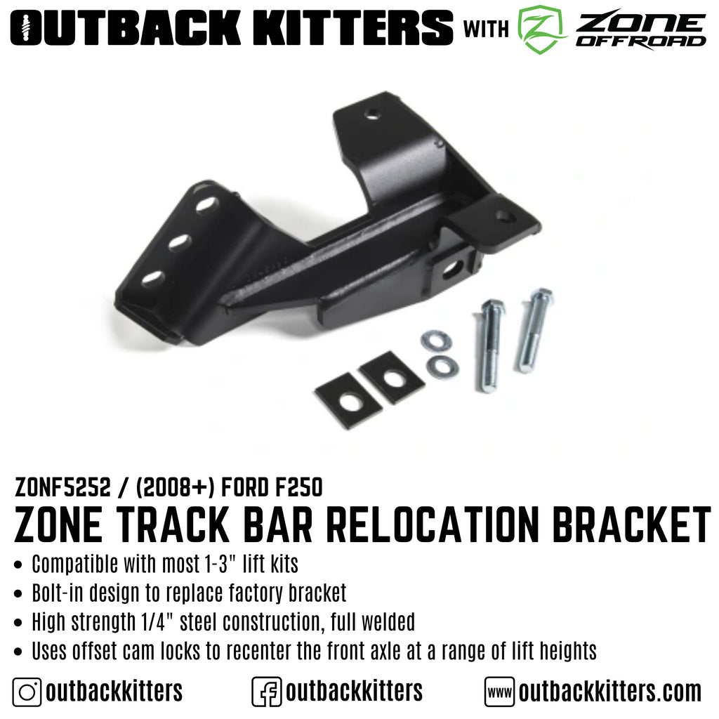 OK with Zone Offroad Track Bar Relocation Bracket for 1-3" Lift Kit for 2008+ Ford F250 - Outback Kitters