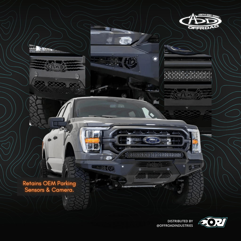 Addictive Desert Designs 2021 - 2024 FORD F - 150 HONEYBADGER FRONT BUMPER W/ TOP HOOP - Offroad Industries