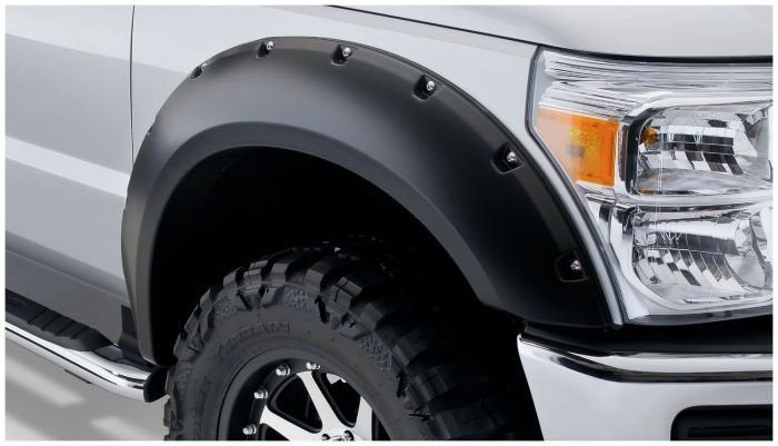 Pocket Style Smooth Fender Flares, Black, Front & Rear