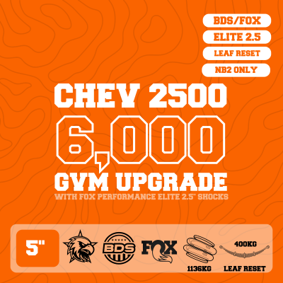 Chevrolet Silverado HD / GMC Sierra 2500 — 6,000kg GVM Upgrade, 5" Lift with Fox 2.5" Shocks, Airbags, Requires Leaf Reset — Outback Kitters package graphic