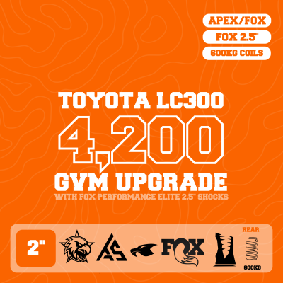 LandCruiser 300 — 4,200kg GVM Upgrade, Fox 2.5" Shocks, UCA, Rear 500-600kg Coils, Air Suspension Helper — Outback Kitters package graphic