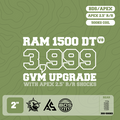 RAM 1500 DT V8 — 3,999kg GVM Upgrade, 2" Lift, APEX 2.5" Shocks, UCA, Front 100kg Coil, Rear 500kg Coil — Outback Kitters package graphic