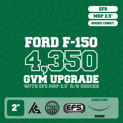 Ford F-150 — 4,350kg GVM Upgrade, 2" Lift, EFS MRP 2.5" Shocks, UCA, Rear 600kg Leaf — Outback Kitters package graphic
