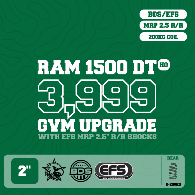 RAM 1500 DT Hurricane — 3,999kg GVM Upgrade, 2" Lift, EFS MRP 2.5" Shocks, UCA, Rear 200kg Coils — Outback Kitters package graphic