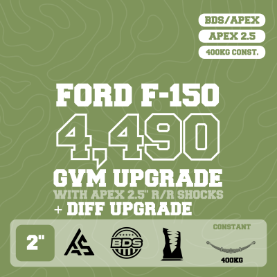 Ford F-150 — 4,490kg GVM Upgrade, 2" Lift, APEX 2.5" Shocks, Diff Assembly Upgrade, UCA, 400kg Rear Leaf — Outback Kitters package graphic