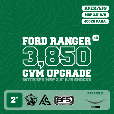 Ford Ranger — 3,850kg GVM Upgrade, 4 Cylinder, 2" Lift, EFS MRP 2.5" Shocks, UCA, Parabolic 400kg Leaf — Outback Kitters package graphic