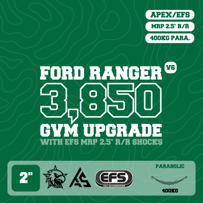 Ford Ranger — 3,850kg GVM Upgrade, V6, 2" Lift, EFS MRP 2.5" Shocks, UCA, Parabolic 400kg Leaf — Outback Kitters package graphic