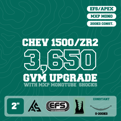 Chevrolet Silverado 1500 — 3,650kg GVM Upgrade, 2" Lift, EFS MXP 2.5" Monotube Shocks, Constant 200kg Leaf — Outback Kitters package graphic